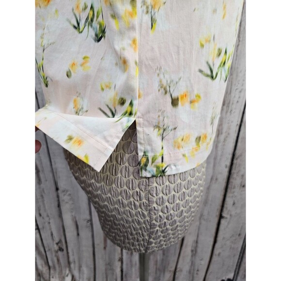 DMS Women's 4 Rebecca Taylor Cotton Ruffle Sleeve Button Down Floral Blouse Top - Picture 4 of 9